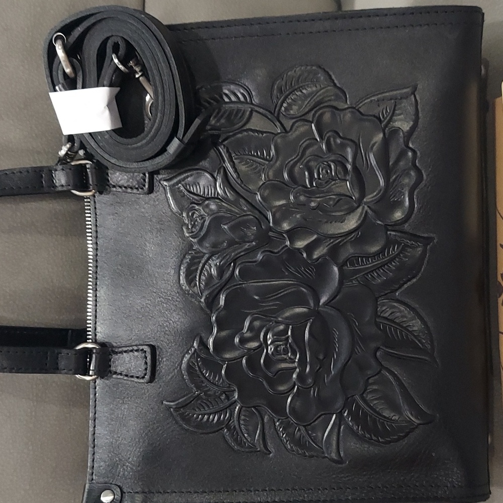 PATRICIA NASH Rose Tooled Tote Black - Picture 3 of 13